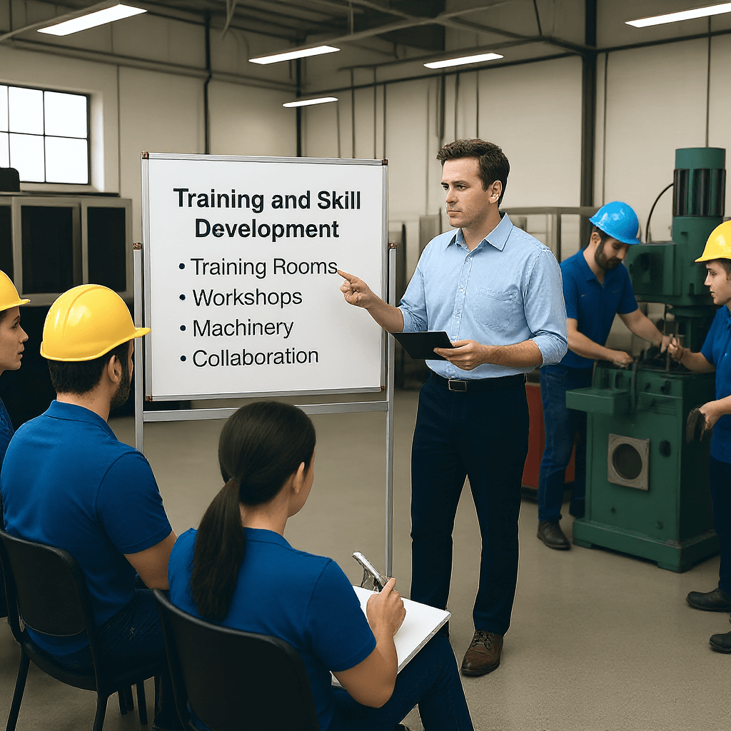 Image showcasing training and skill development in a manufacturing setting