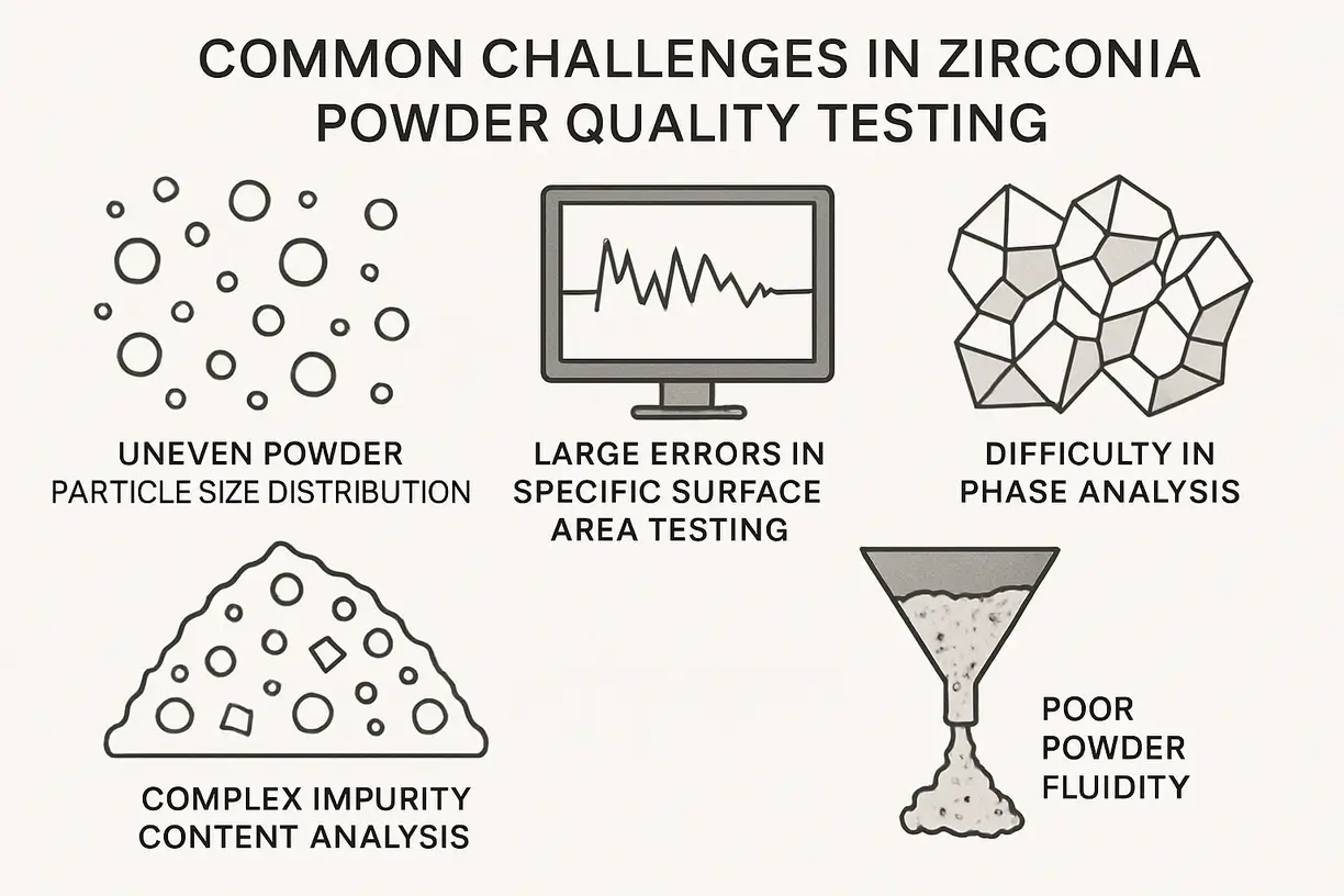 The common challenges faced in quality testing of zirconia powder.