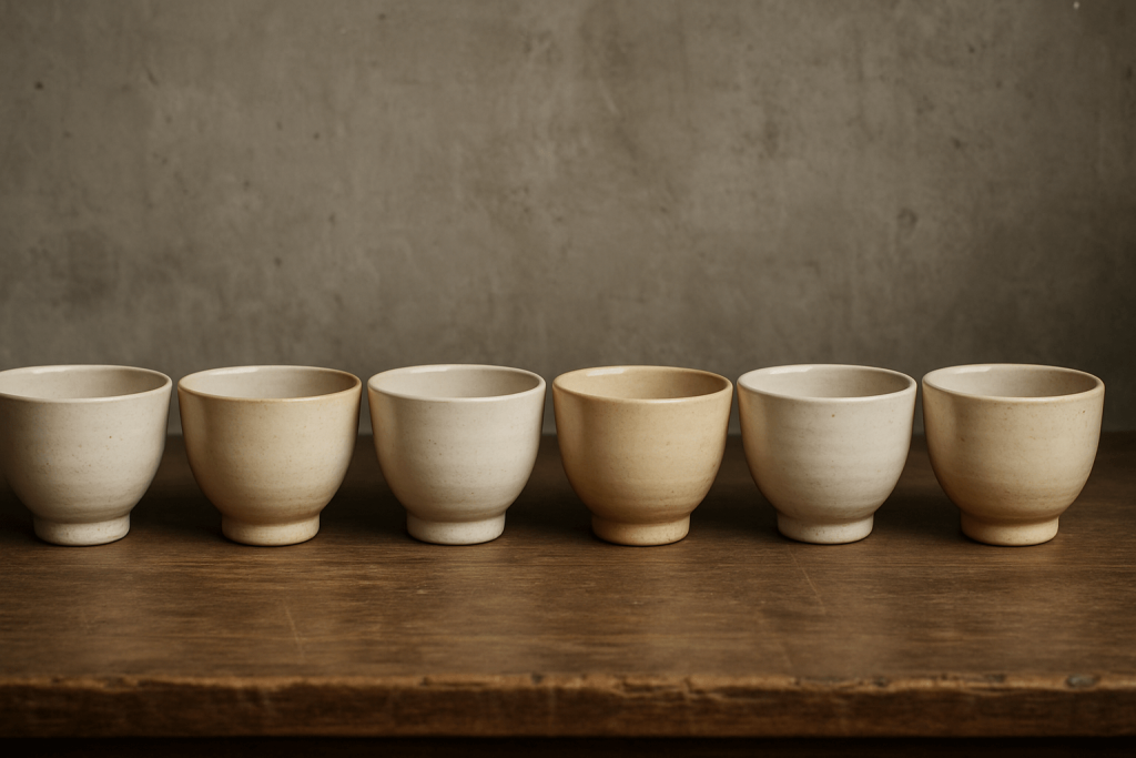 Ceramic items with varying glaze colors