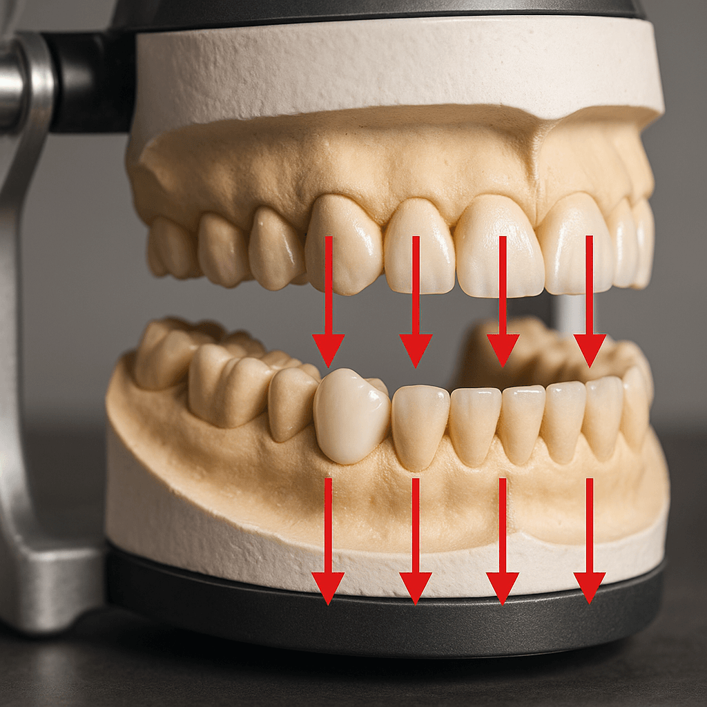 dental articulation model with a zirconia crown